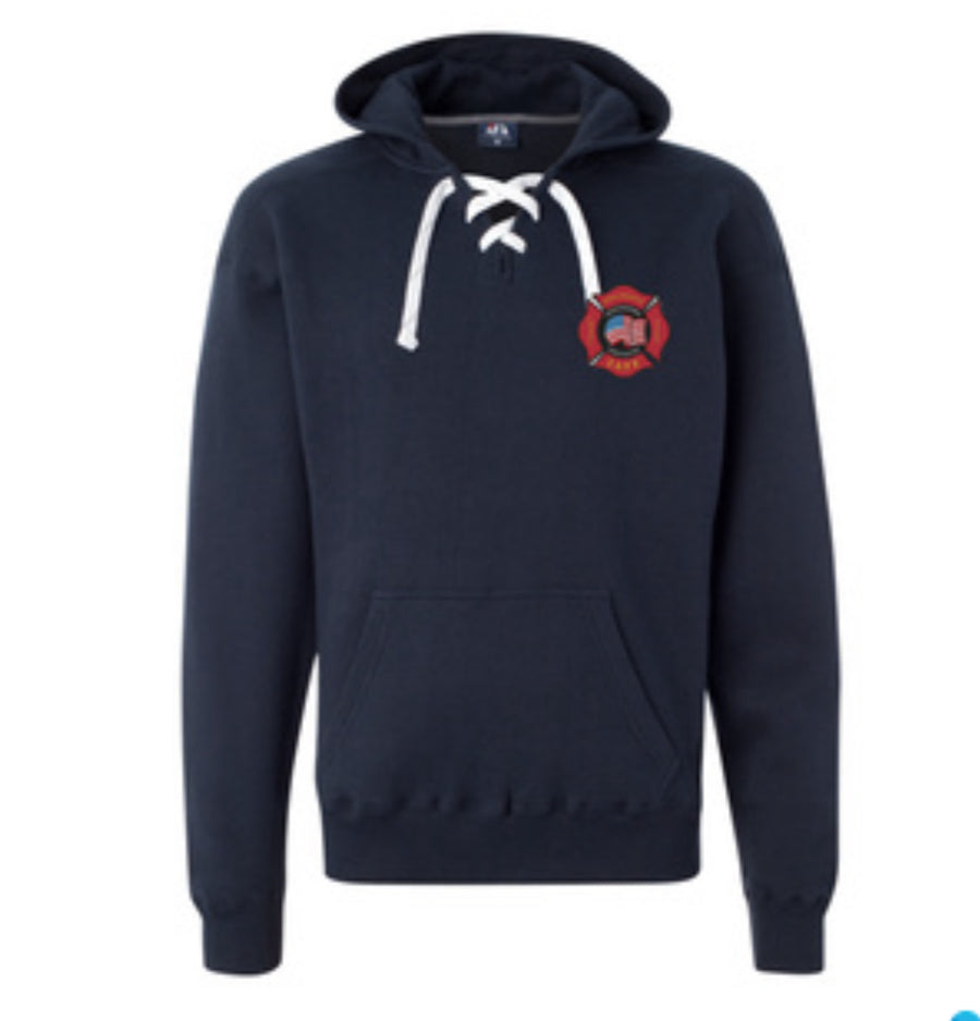 UFFD - J America Adult Sport Lace Hooded Sweatshirt (IAFF FLAG)