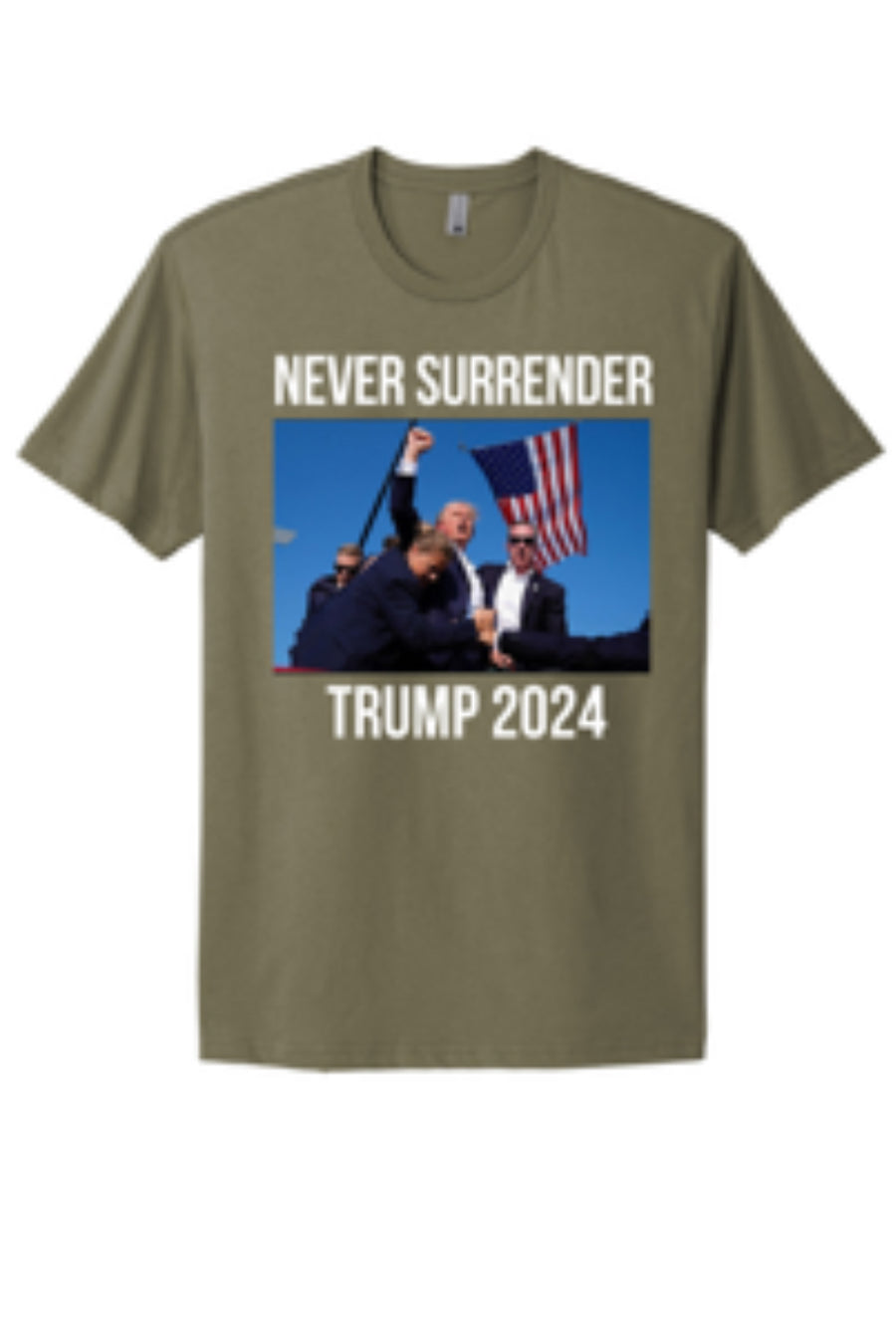 TRUMP  - NEVER SURRENDER - USA-Made Jersey Tee