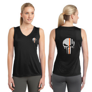 HER SPORT-TEK® SLEEVELESS COMPETITOR SKULL V-NECK TEE