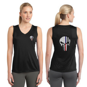 HER SPORT-TEK® SLEEVELESS COMPETITOR SKULL V-NECK TEE