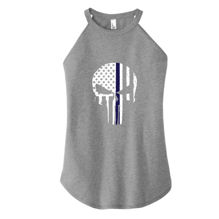 Blue-line Pro-Police Punisher Skull Woman's Tank Top