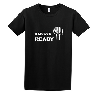 Always ready American Pride black t-shirt with white skull