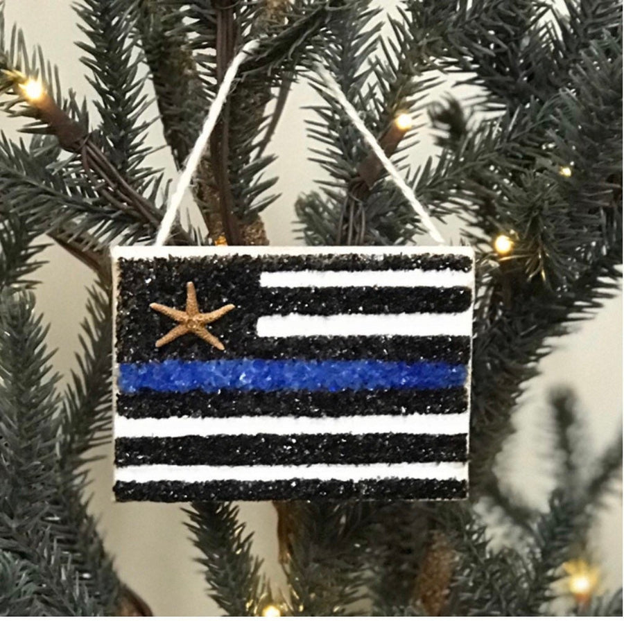 Thin Blue Line Flag Ornament