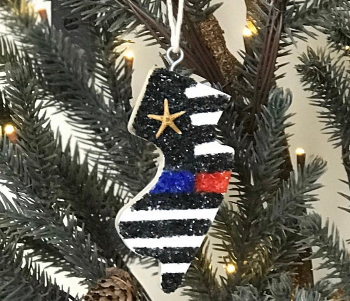 Jersey Pride Thin Blue / Red Line Christmas Ornament