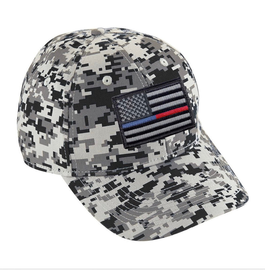 Thin Blue / Red Line Digital Camo Baseball Hat