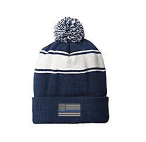 Thin Blue Line Flag Pom Pom Hat