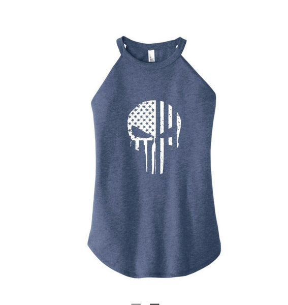 Blue Line Skull Rocker Tank – Homeland Heroes USA