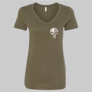 Women’s “Skull” V-Neck T-shirt