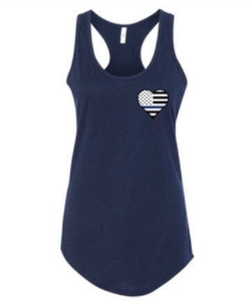 Blue Line Heart Racerback Tank