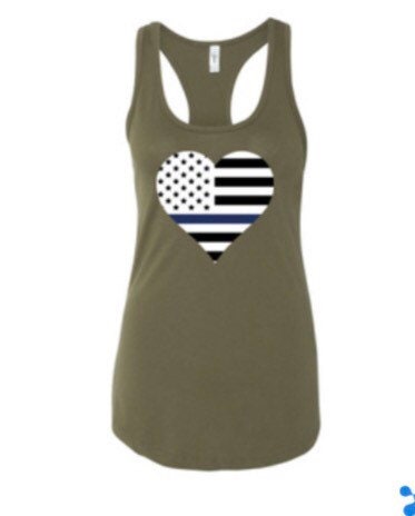 Blue Line Heart - Ladies Racerback Tank