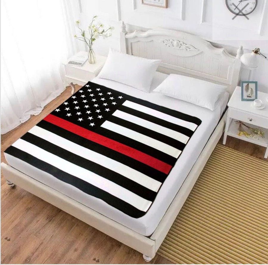 Thin Red Line Flag Polar Fleece 50” x 60” Blanket.