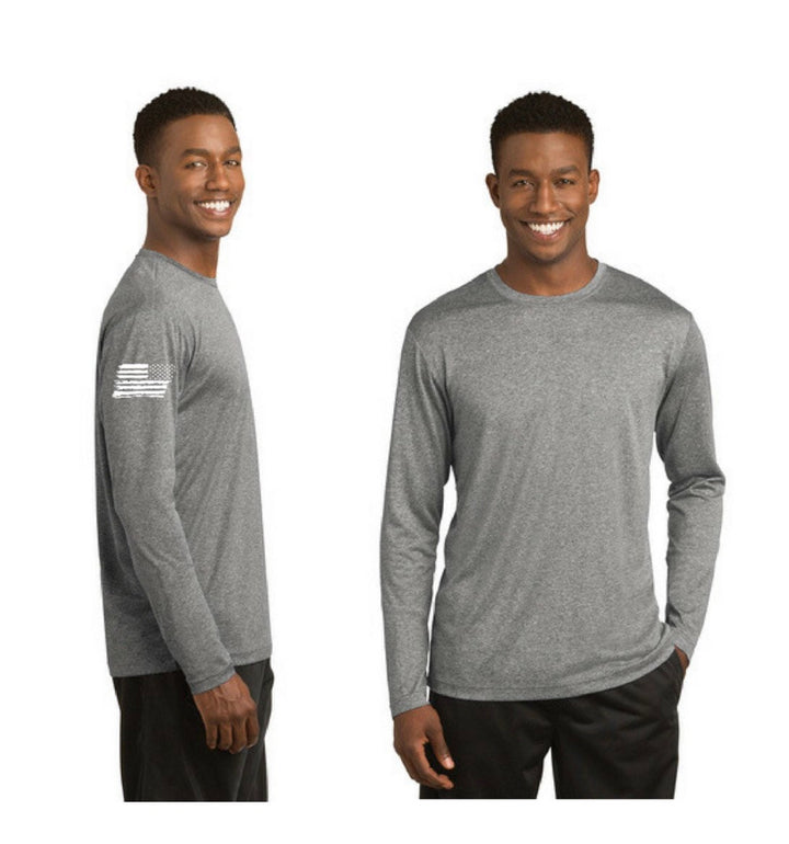 Moisture Wicking Long Sleeve Heather Contender Tee - Flag