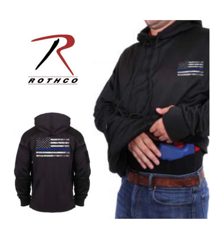 Concealed Carry Hoodie - Blue Line Flag