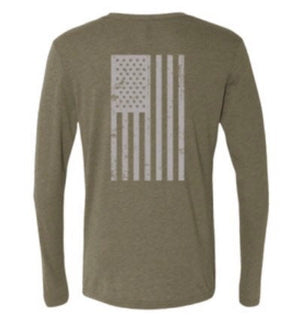 Triblend Long Sleeve “Gray Flag” cre Neck