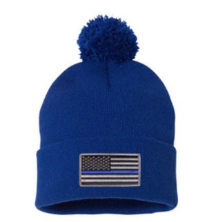 Thin Blue Line Flag PomPom Hat