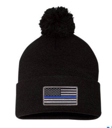 Thin Blue Line Flag PomPom Hat