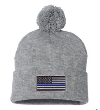 Thin Blue Line Flag PomPom Hat