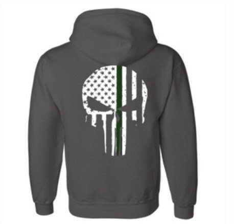 Thin GREEN Line Skull Hoodie