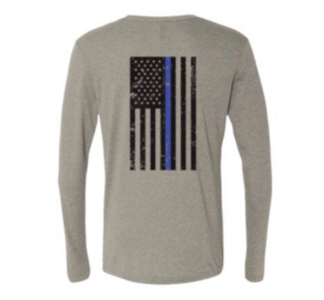 Triblend Thin BLUE Line Long Sleeve Shirt