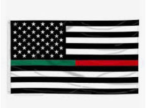 USA Thin Green / Red Line Flag