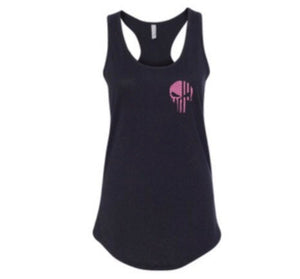 Pink Skull Racer Back Tank Top