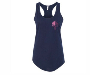 Pink Skull Racer Back Tank Top