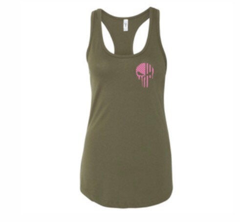 Pink Skull Racer Back Tank Top