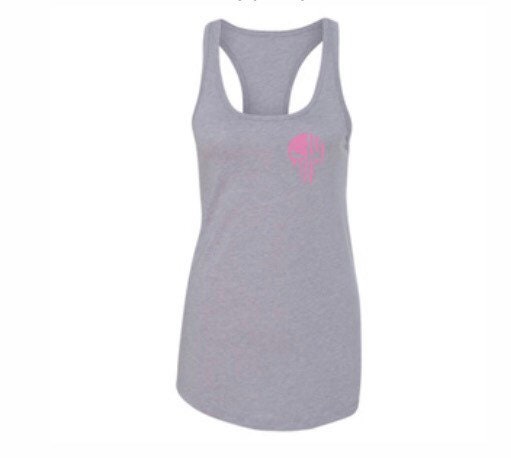 Pink Skull Racer Back Tank Top